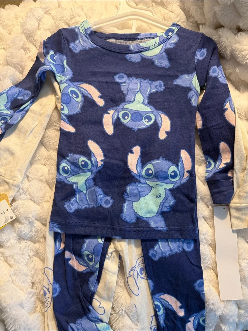 Disney Cream and Blue Stitch 'Aloha' Kids Pajama Set